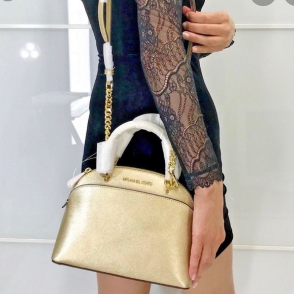 Gold Michael Kors Emmy bag with wallet - Picture 1 of 6